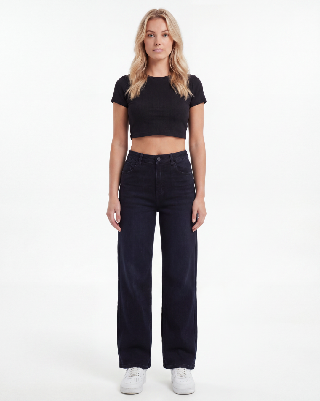 High-Rise Wide-Leg Denim Jeans