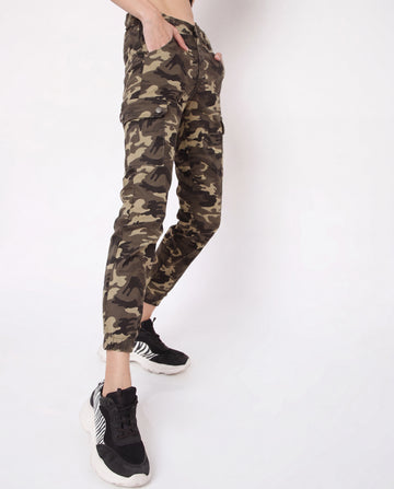 Camo Print Cargo Jogger Pants