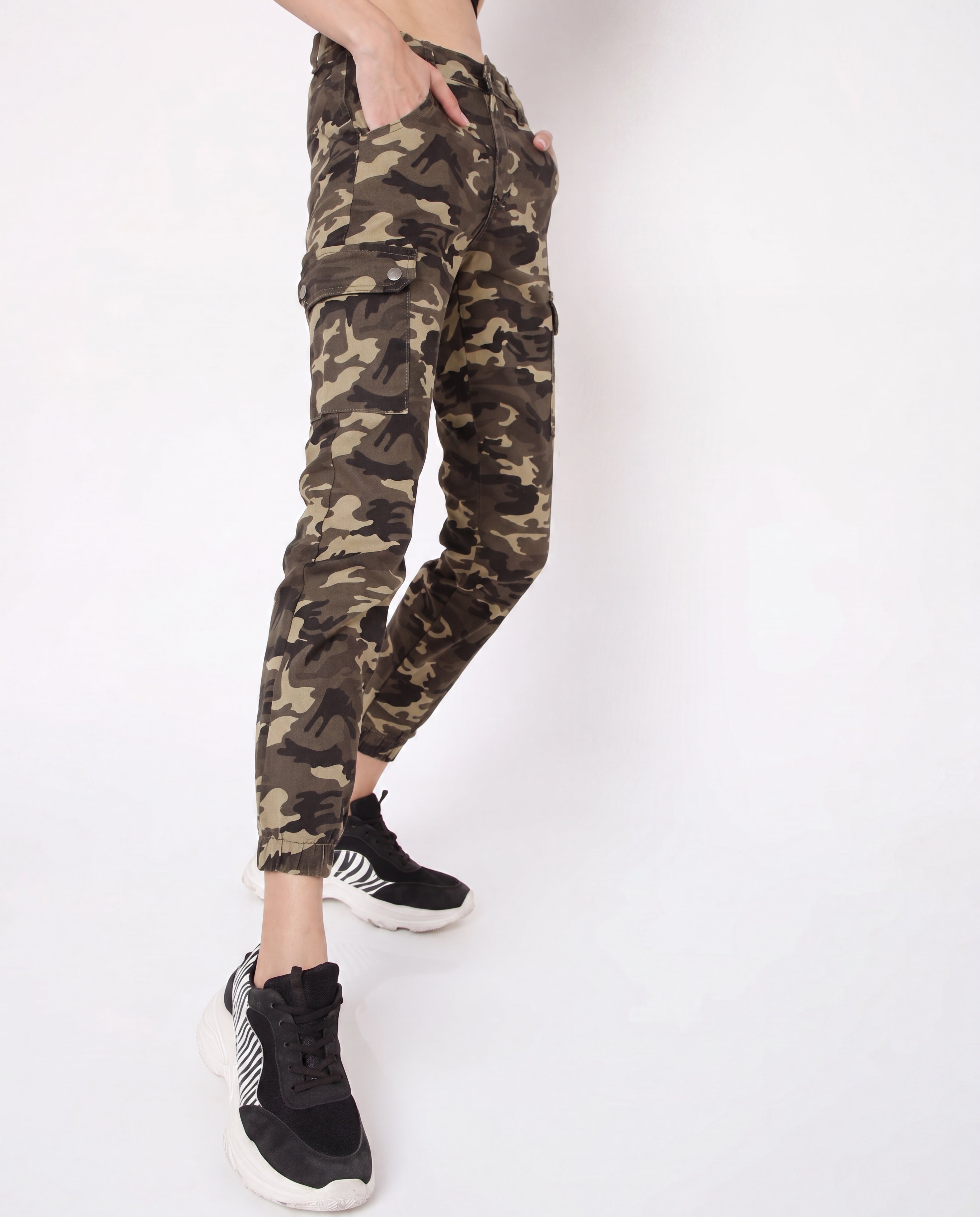 Camo Print Cargo Jogger Pants