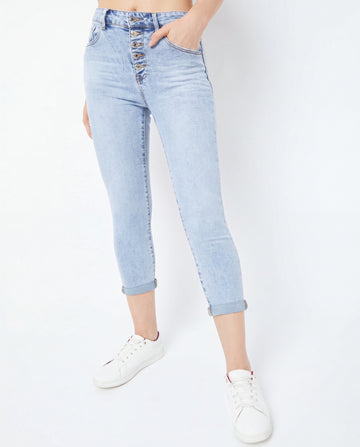 Light Blue Straight-Leg Classic Denim Jeans