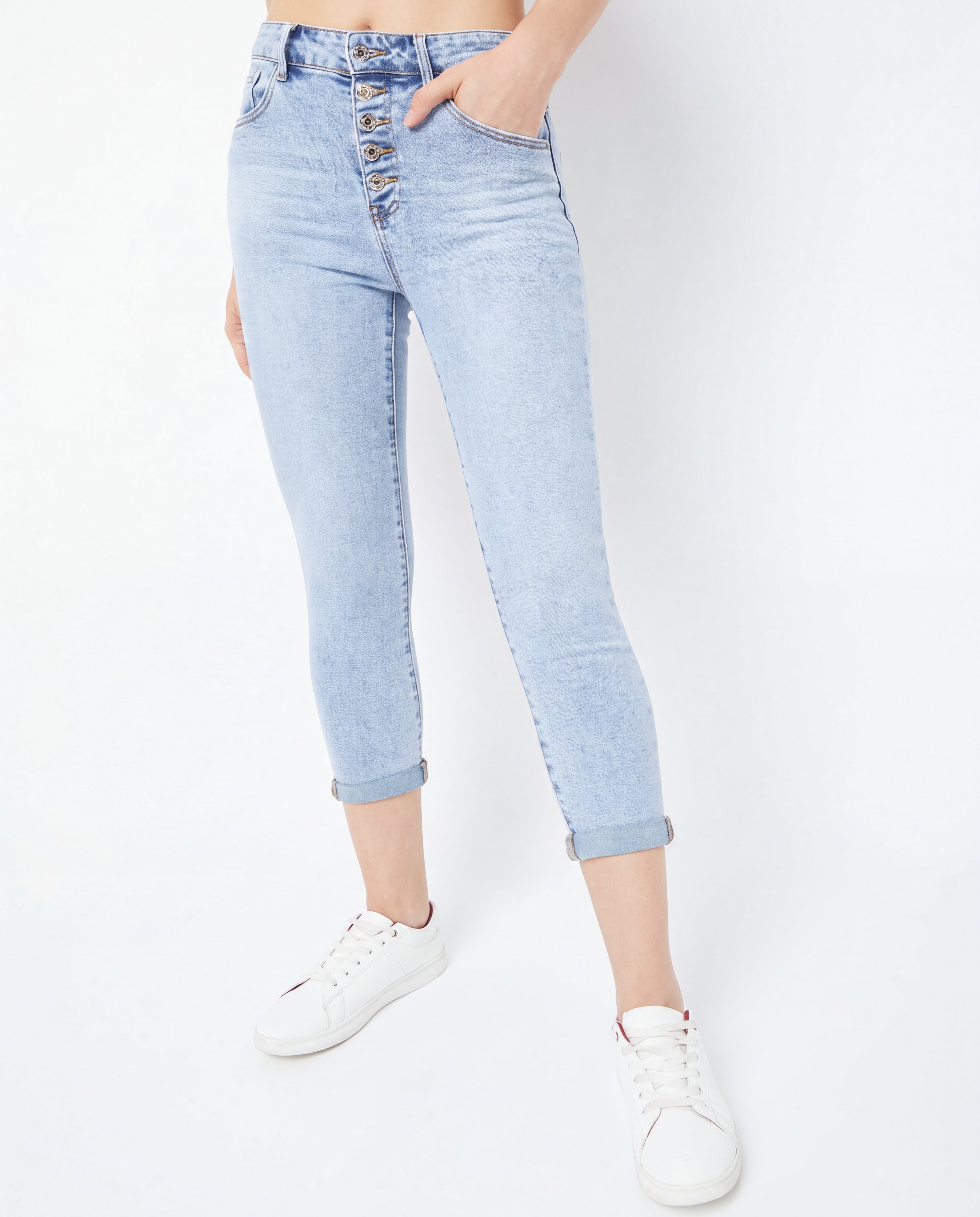 Light Blue Straight-Leg Classic Denim Jeans