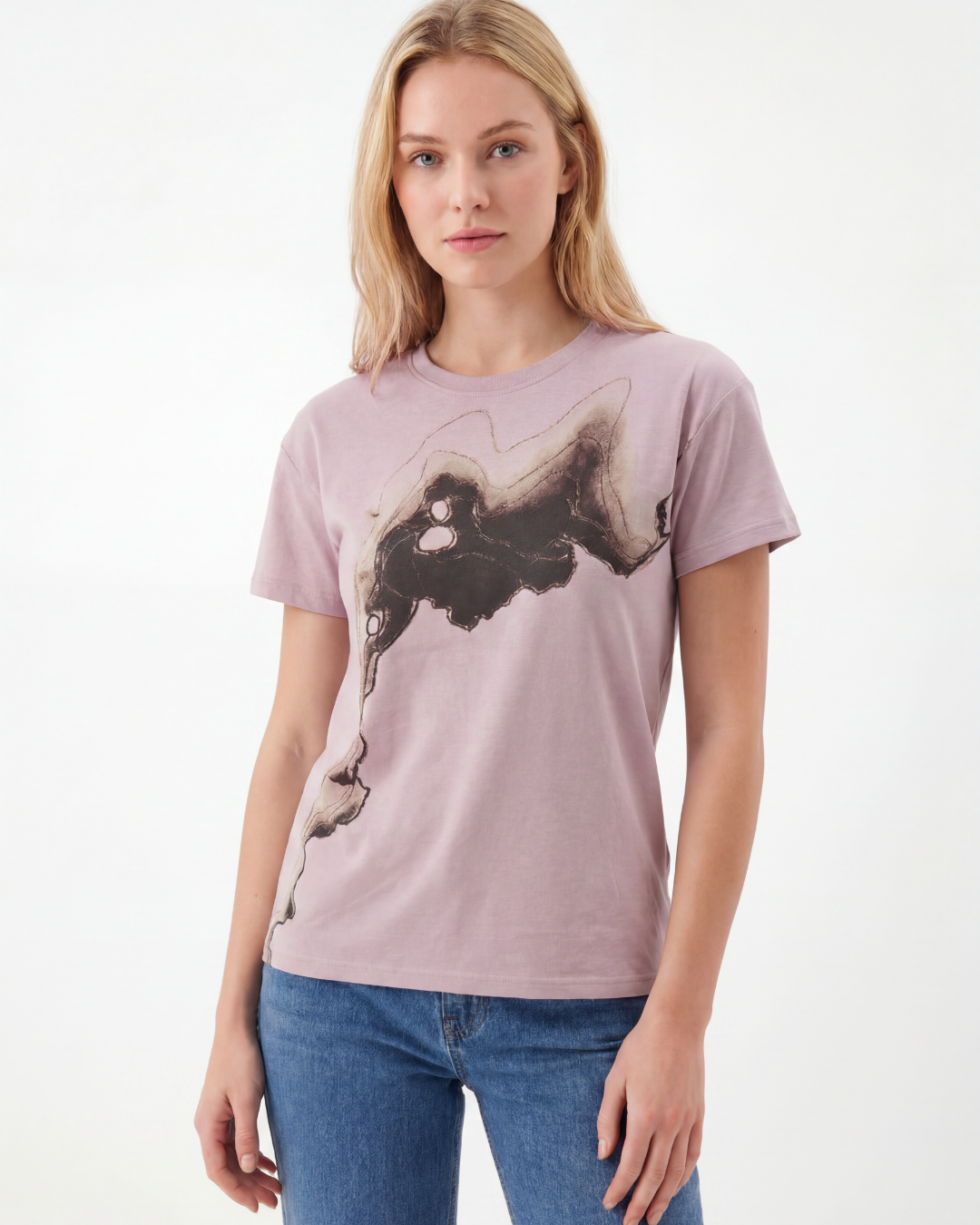 Abstract Metallic Outline Print Tee