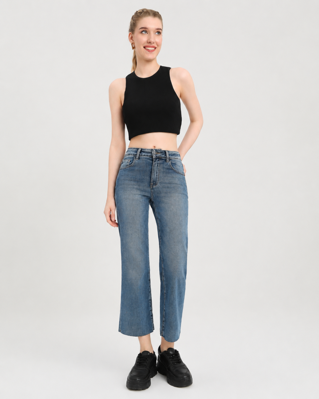 High-Rise Wide-Leg Cropped Jeans