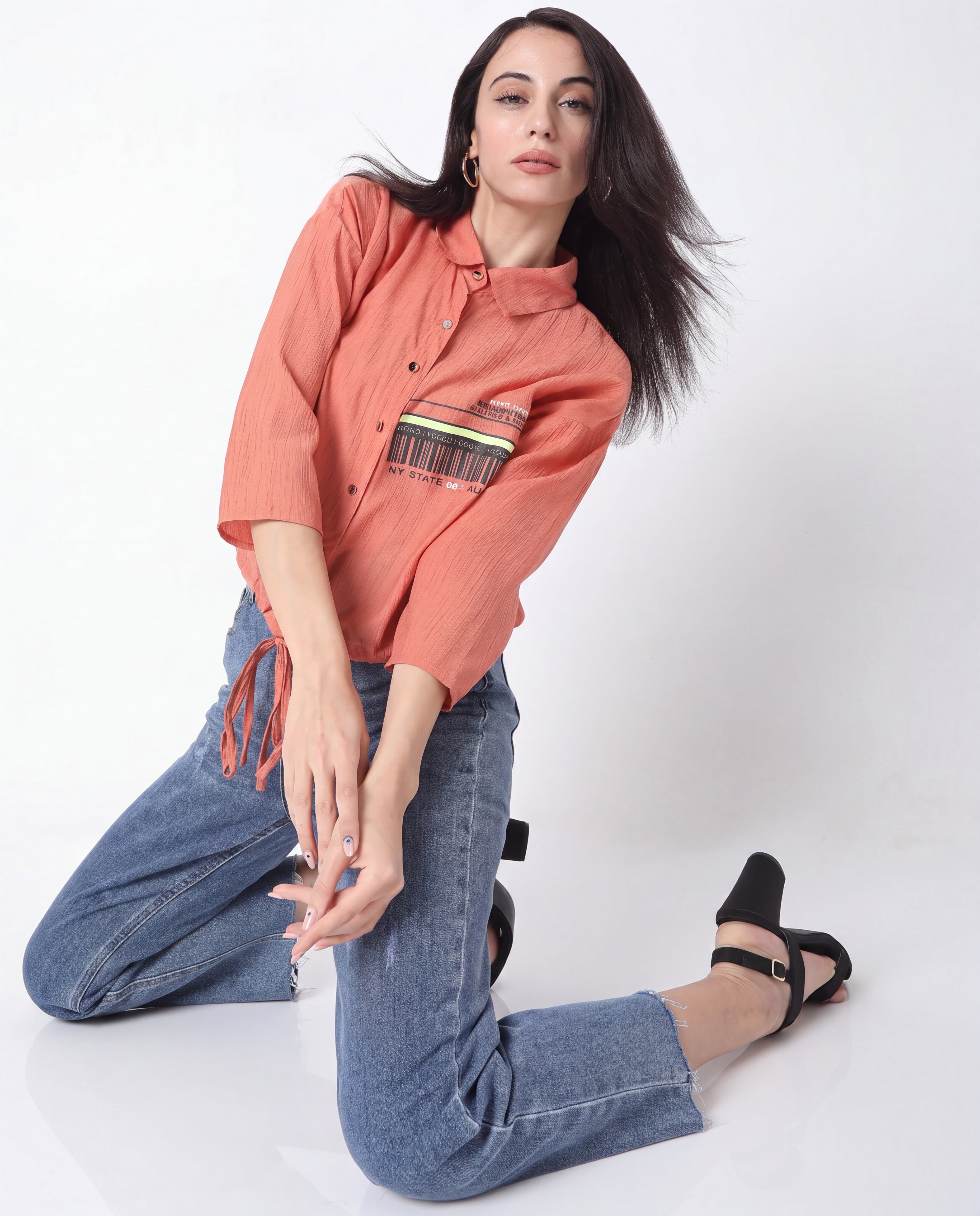 Orange Graphic Pocket Shirt