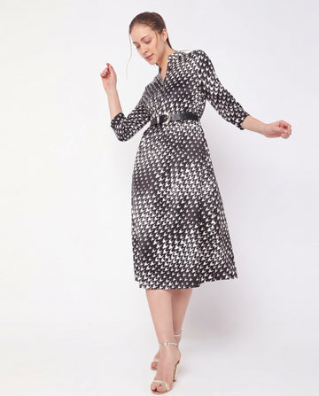 Fit-and-Flare Midi Dress