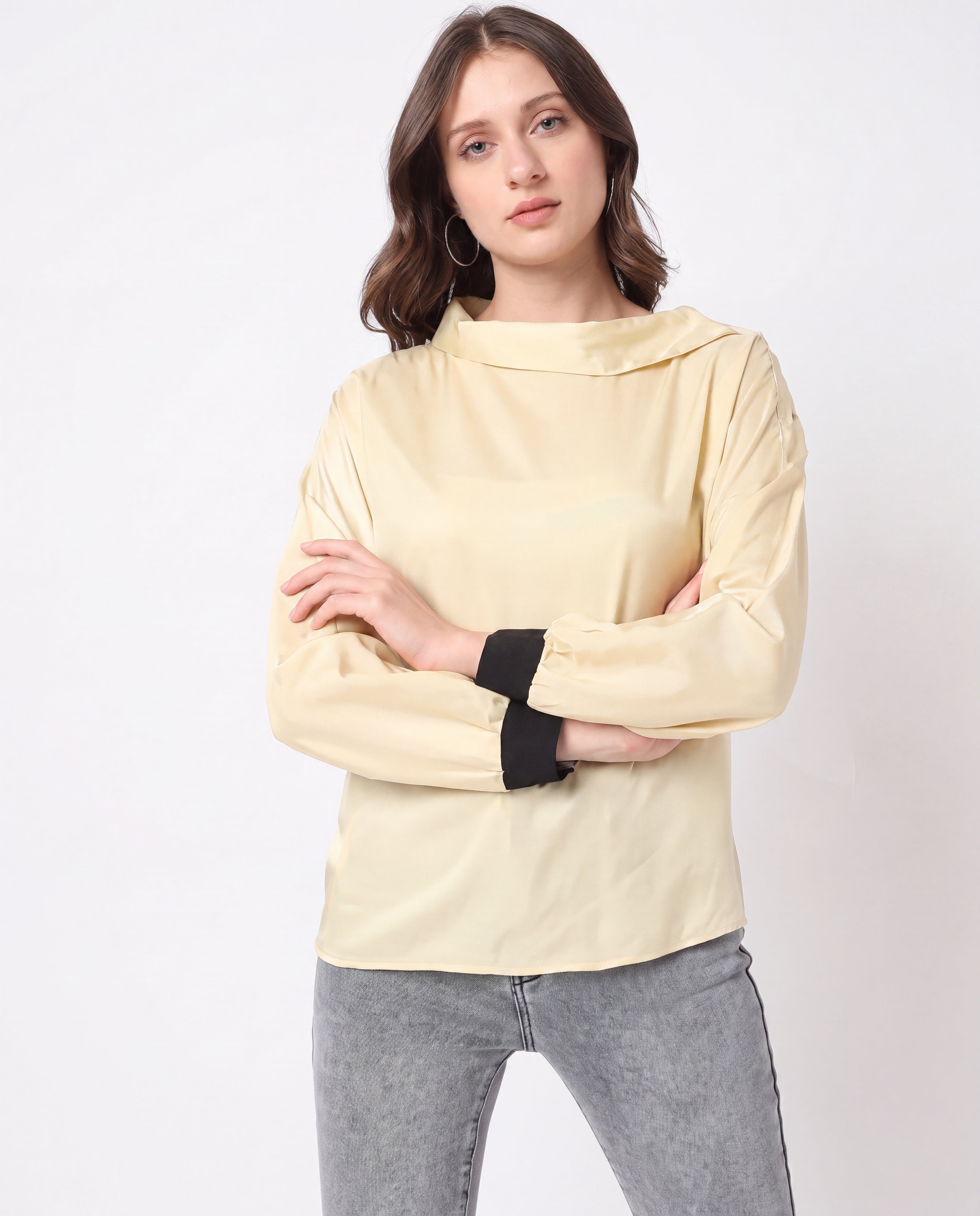 Cowl-Neck Satin Top