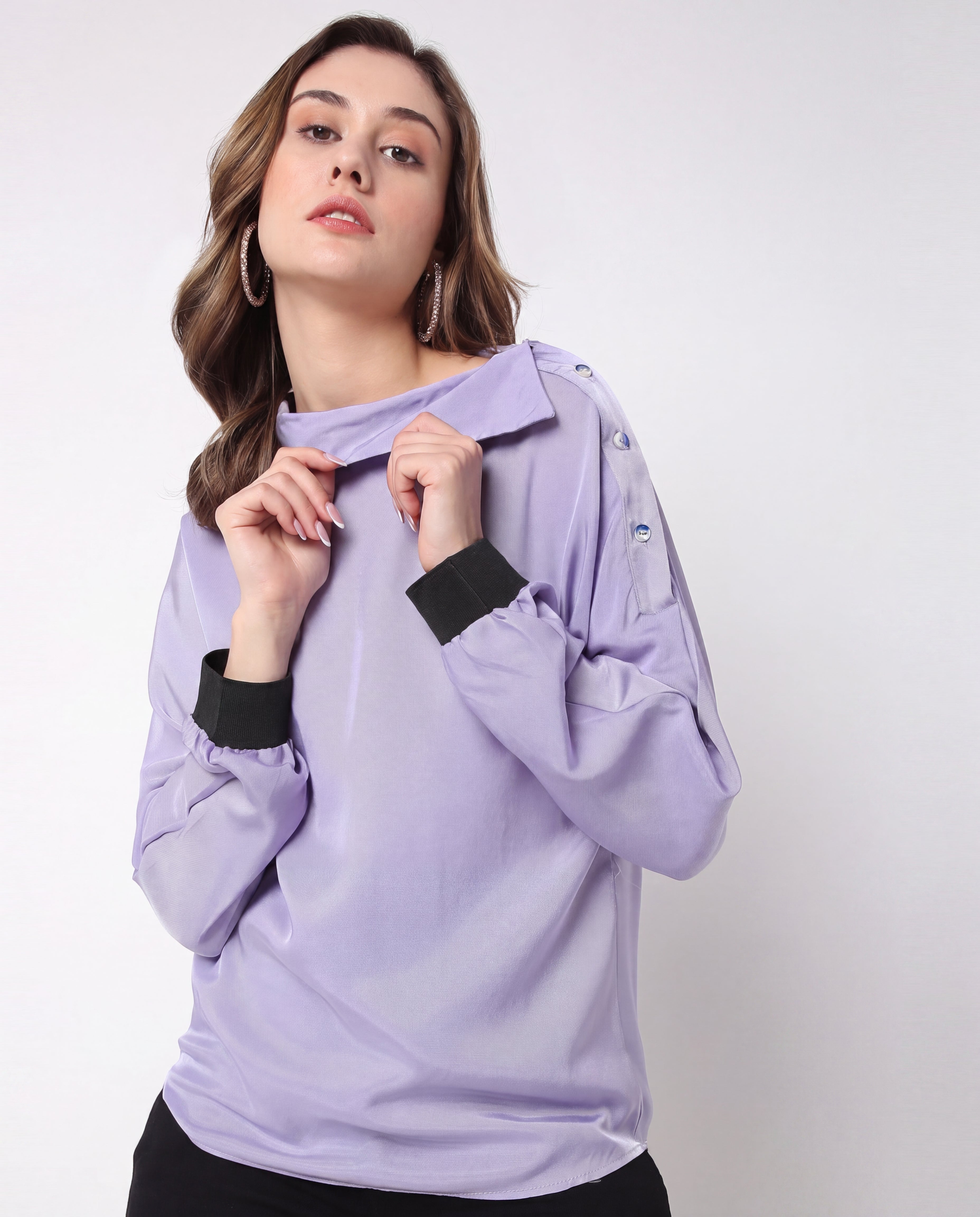 Cowl-Neck Satin Top