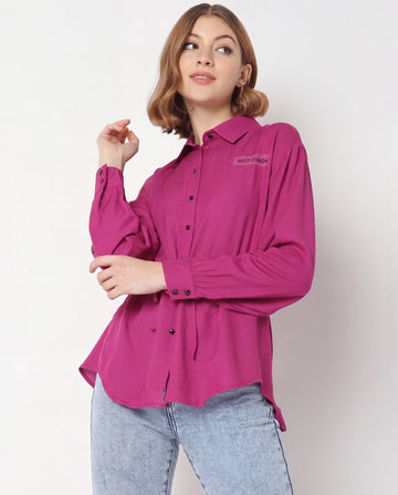 Logo-Patch Relaxed Long-Sleeve Shirt