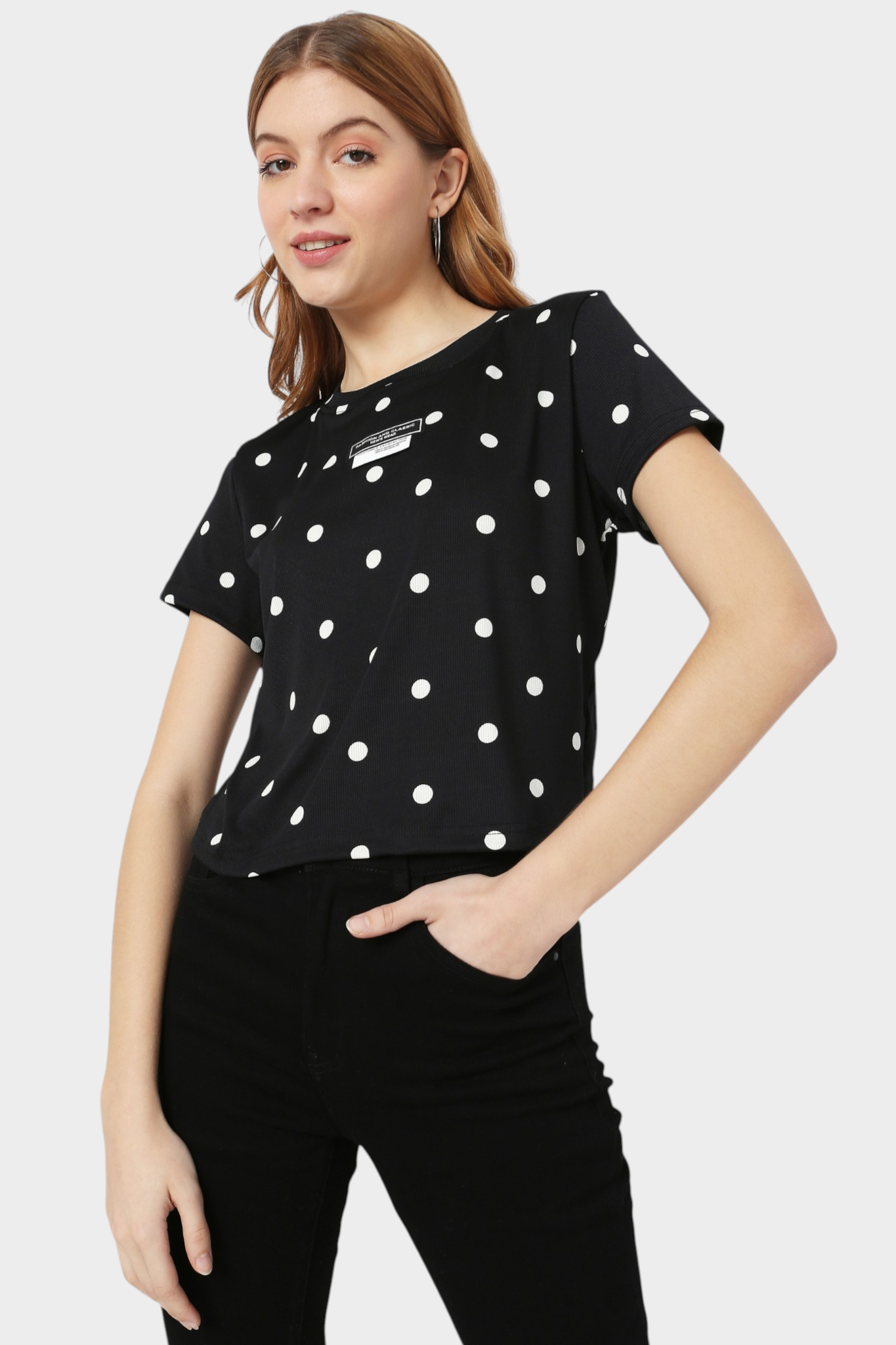 Polka Dot Cropped T-Shirt