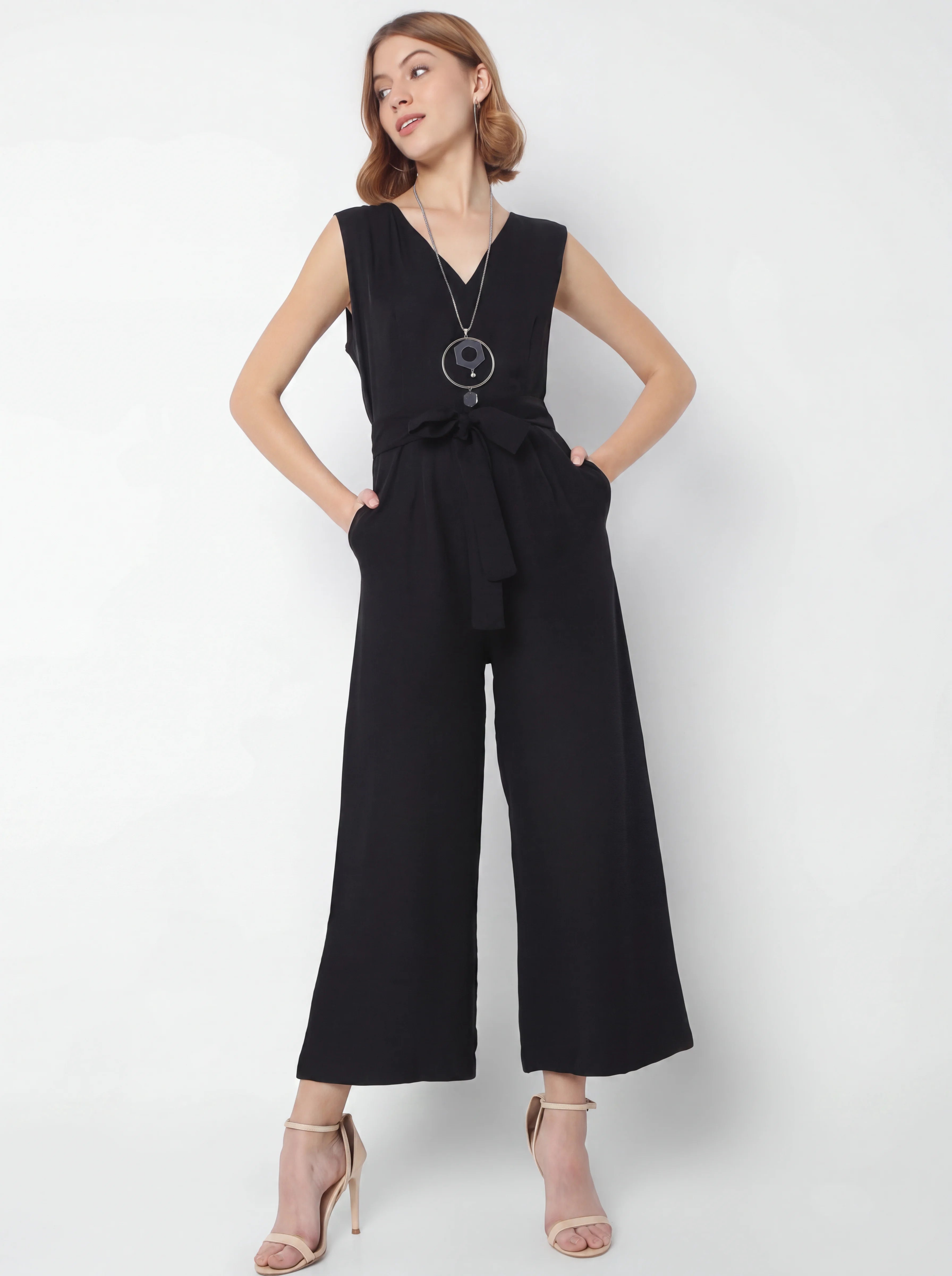 Tie-Waist Wide-Leg Jumpsuit