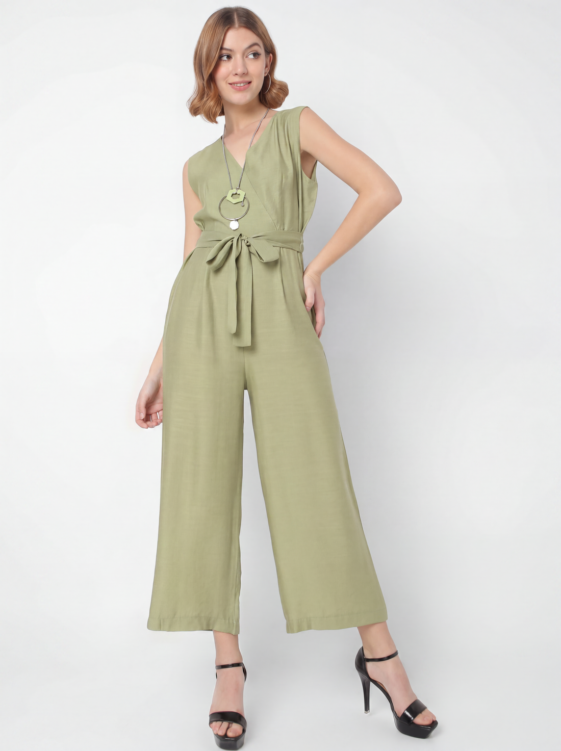 Tie-Waist Wide-Leg Jumpsuit