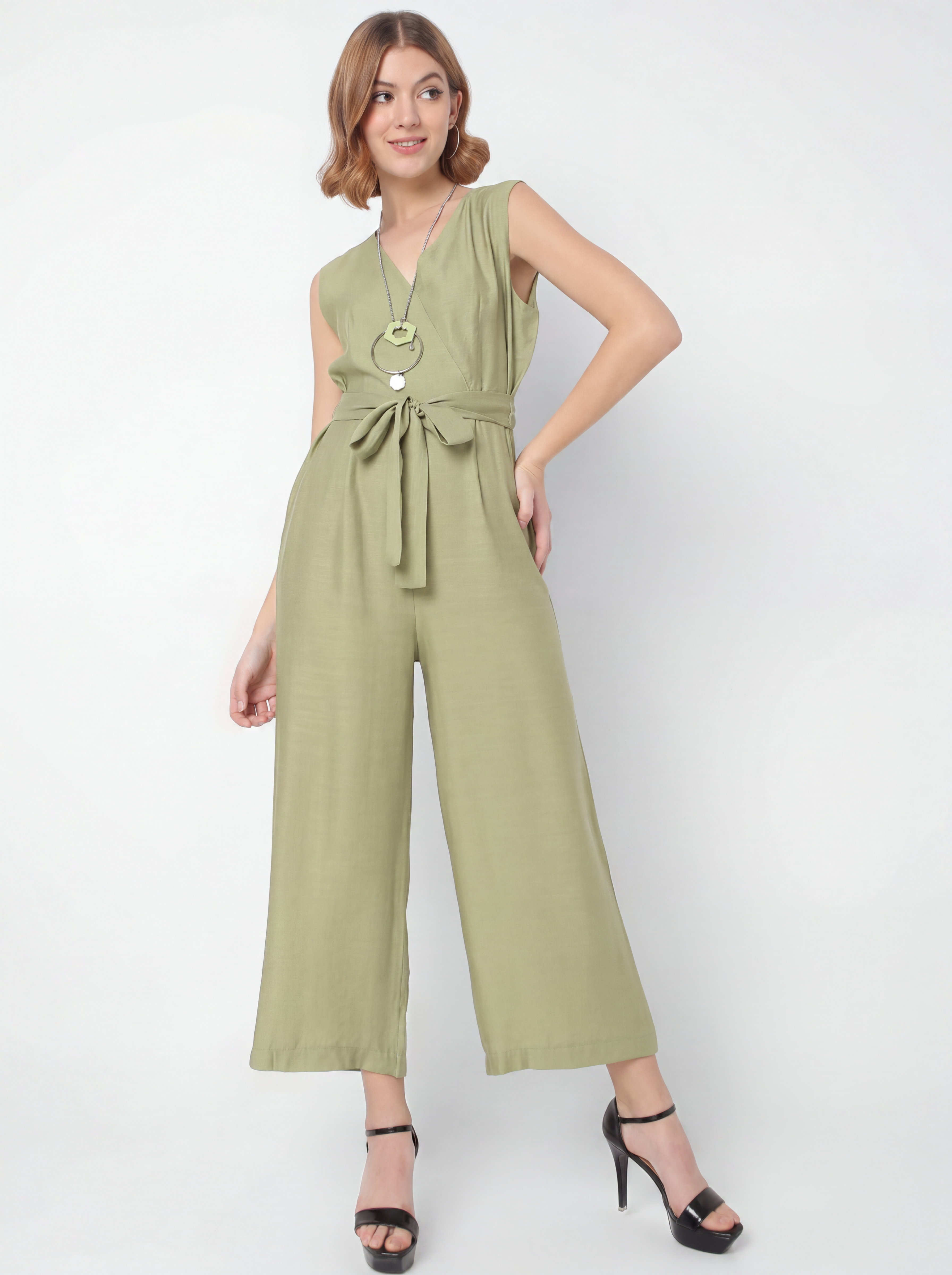 Tie-Waist Wide-Leg Jumpsuit
