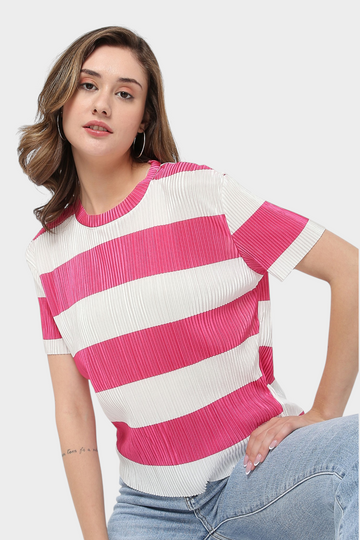 Striped Pleated Top