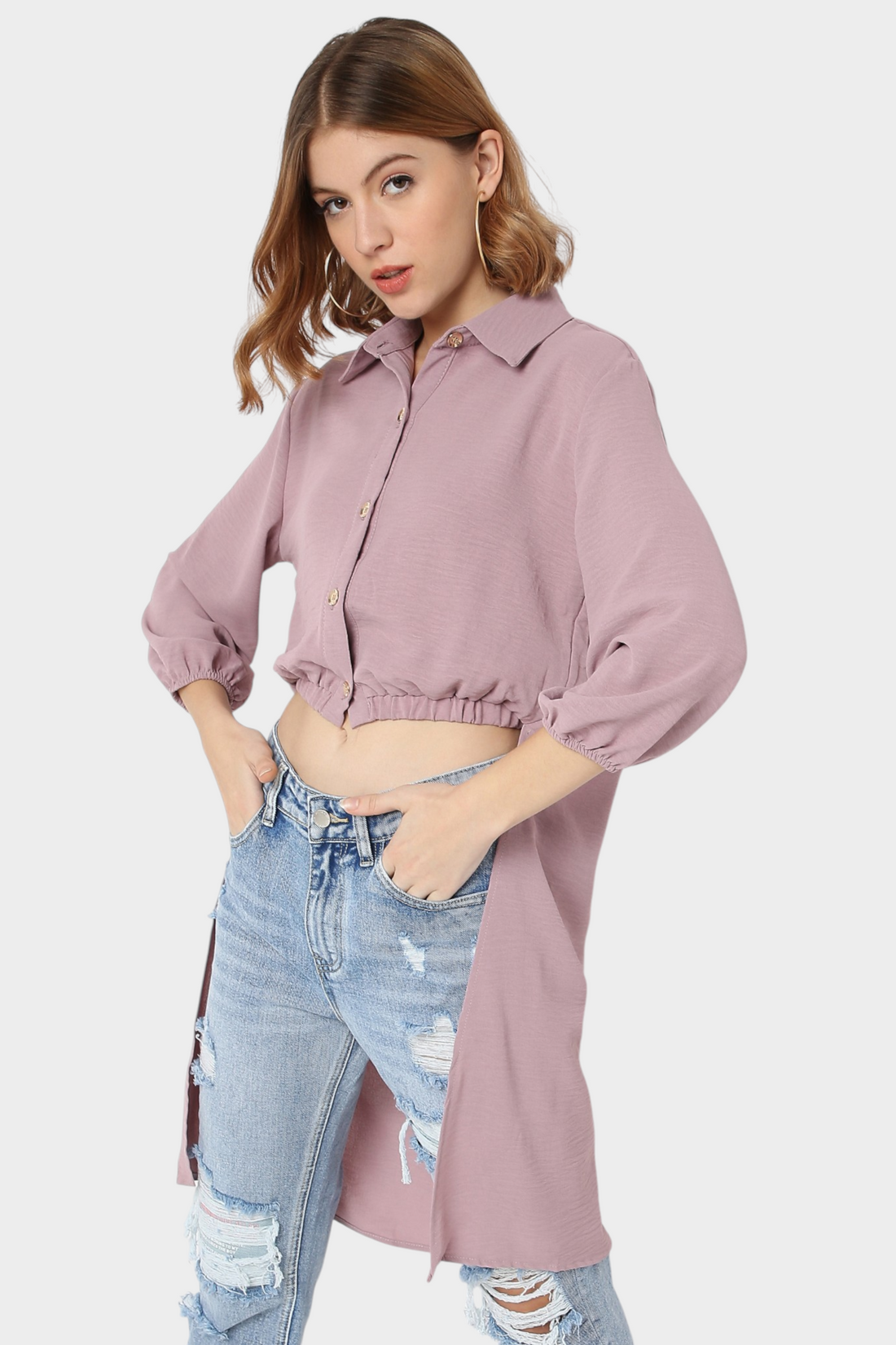 High-Low Elasticated Hem Shirt