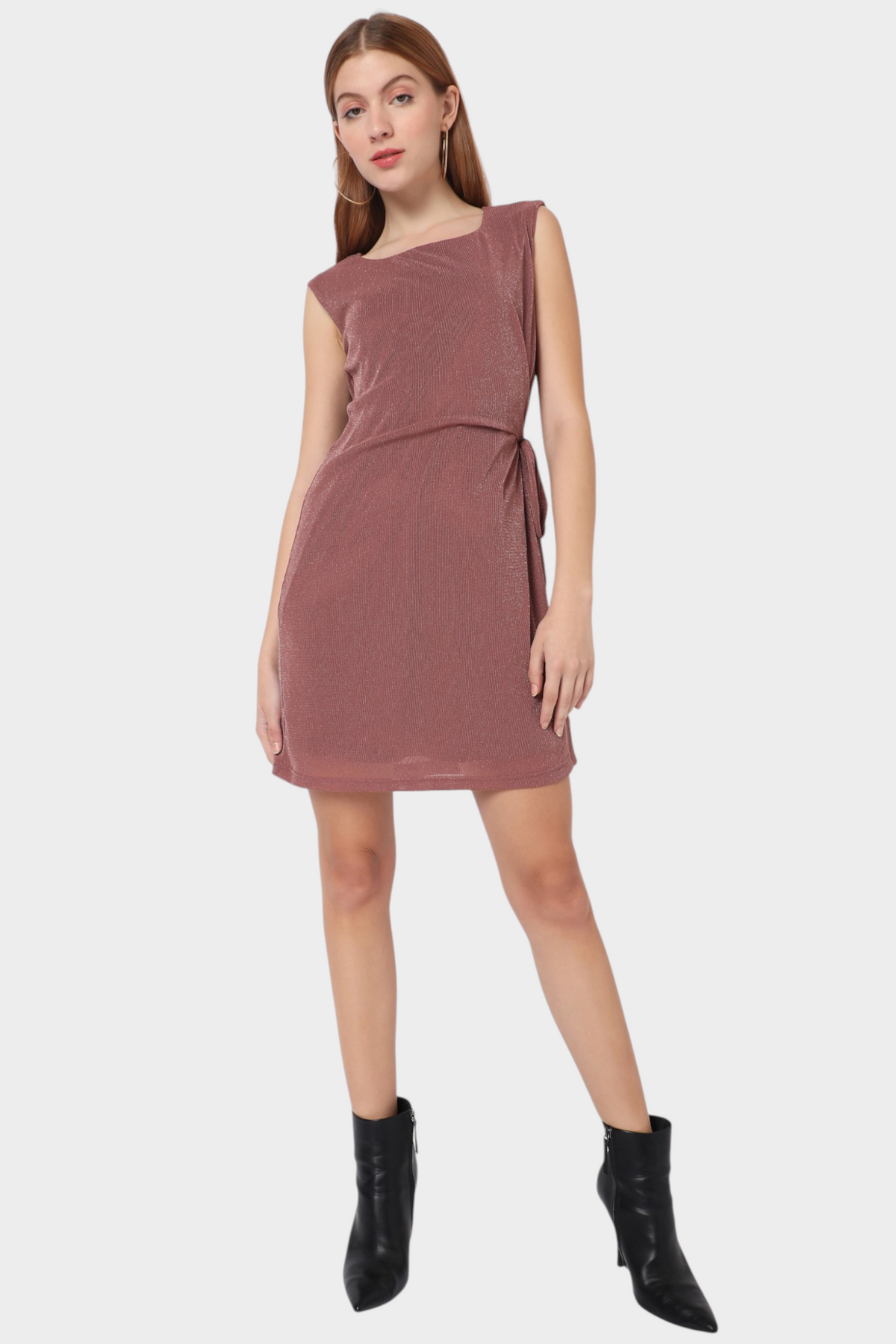 Shimmer Side-Tie Mini Dress