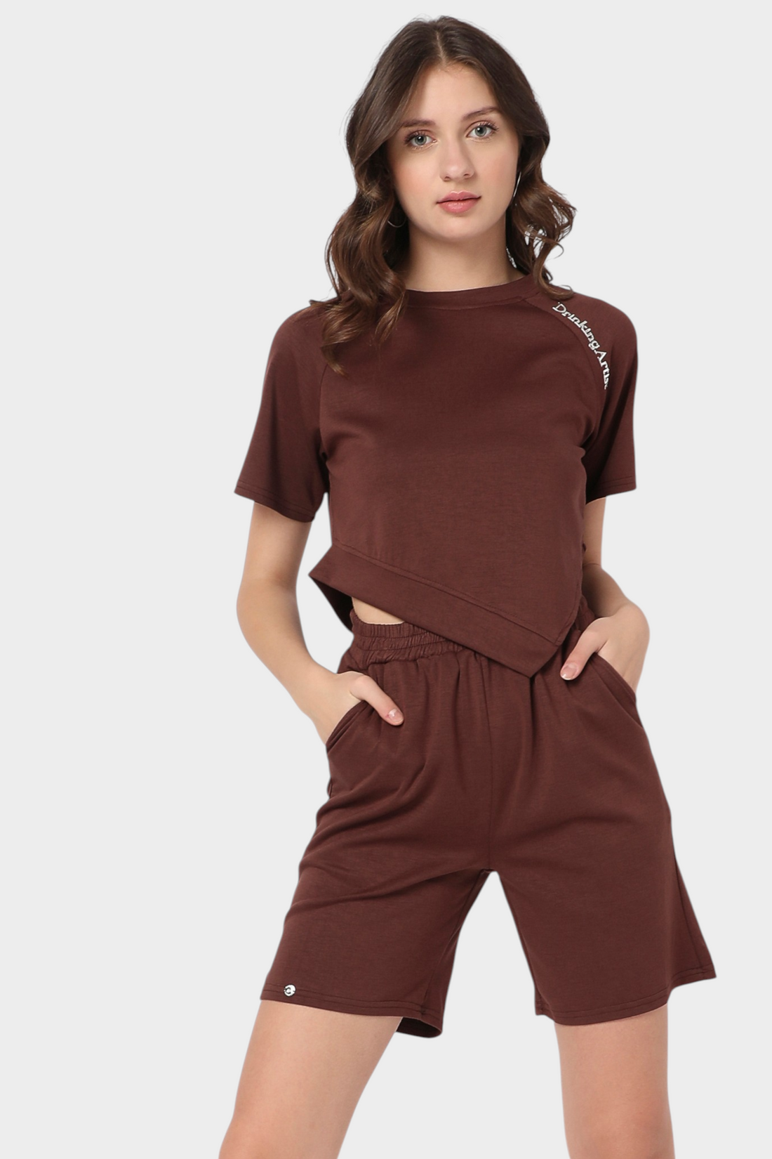Asymmetric Crop Top and Shorts Set