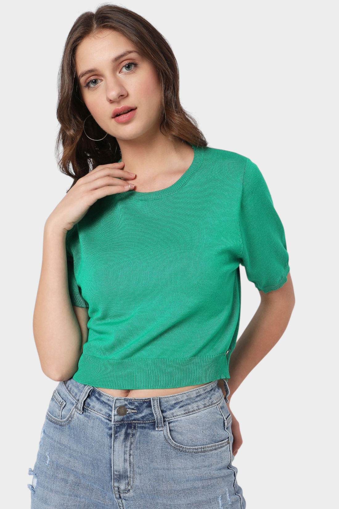 Puff Sleeve Knit Crop Top