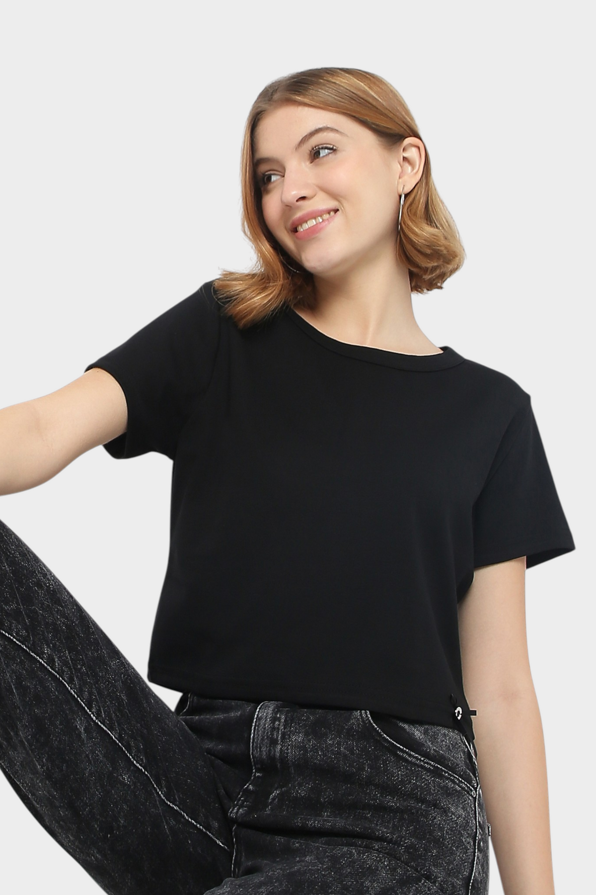 Blush Bow-Tie Hem Cropped Tee