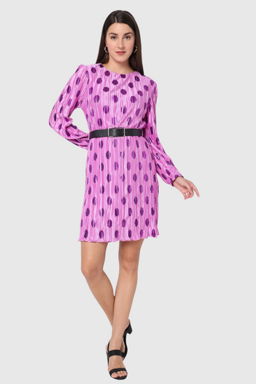 Shimmer Textured Belted Mini Dress
