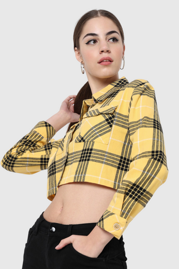 Plaid Cropped Utility Shirt