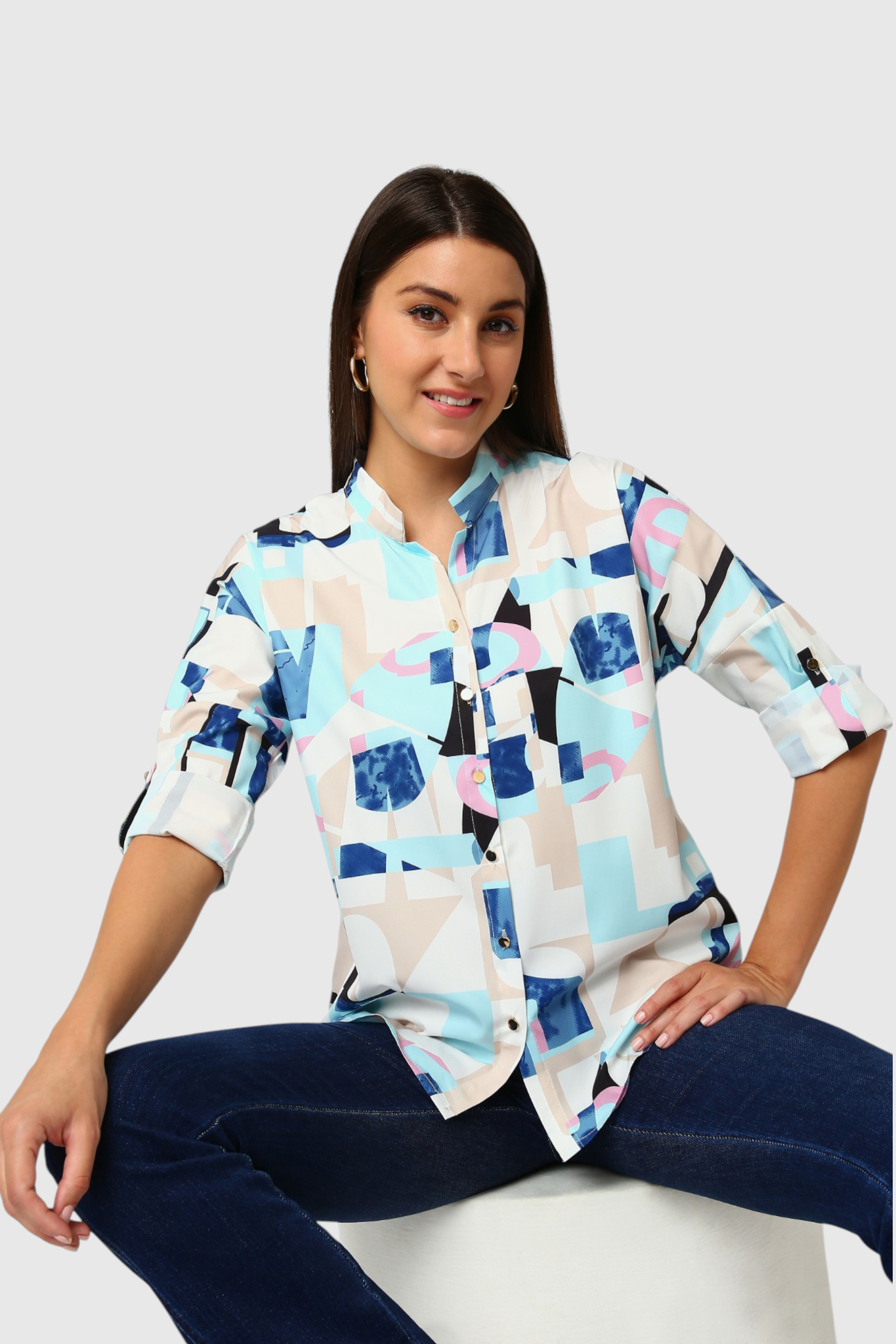 Abstract Geometric Print Shirt
