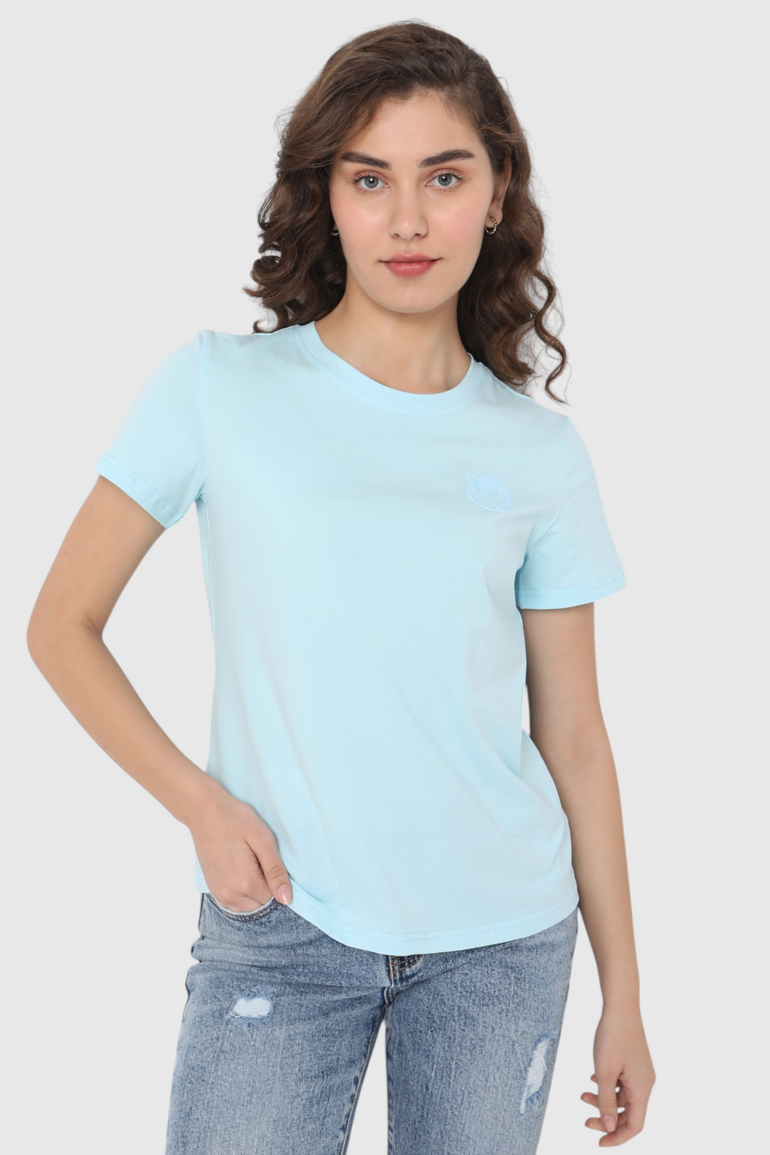 Embroidered Logo Crew Neck T-Shirt