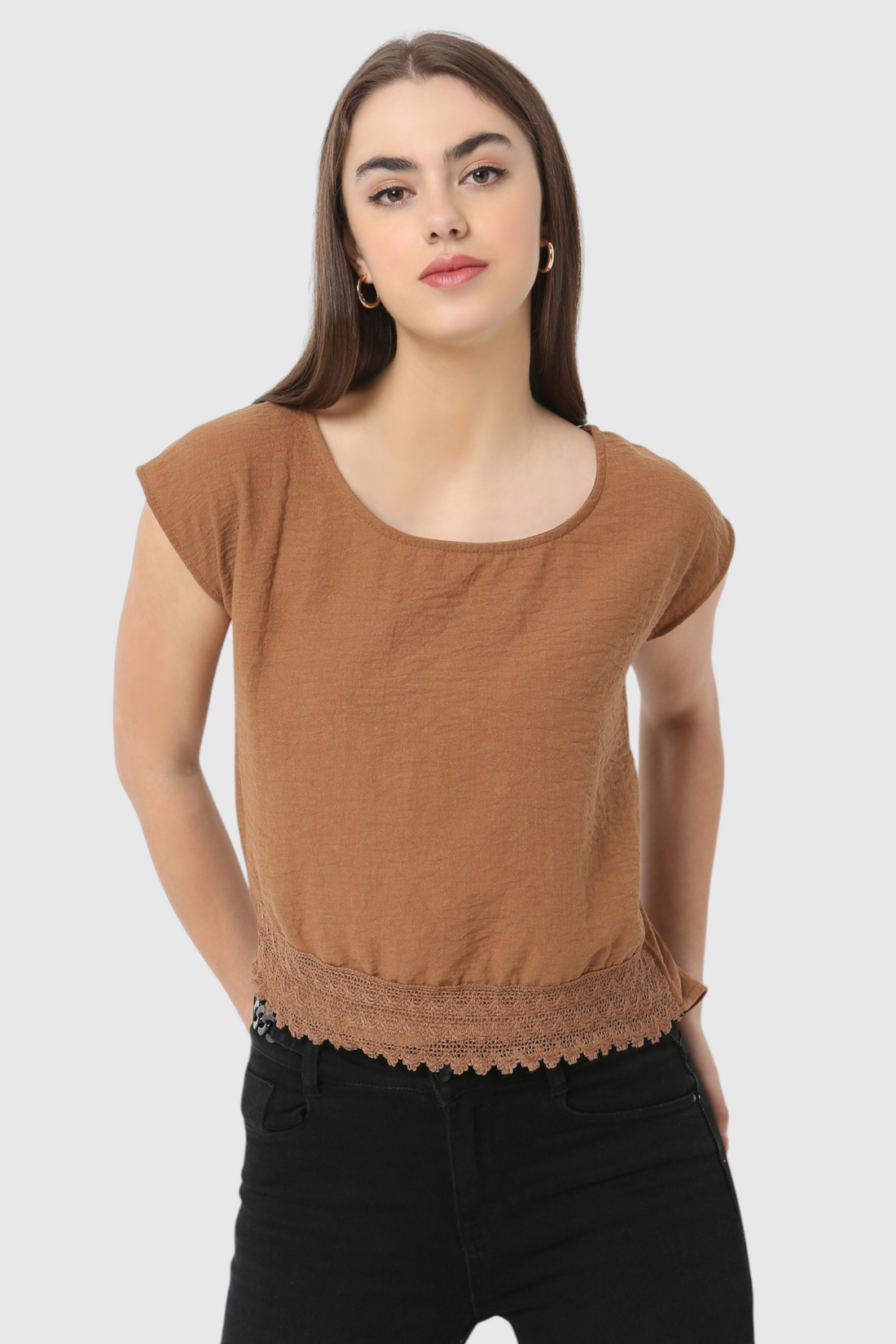 Lace Hem Cropped Top