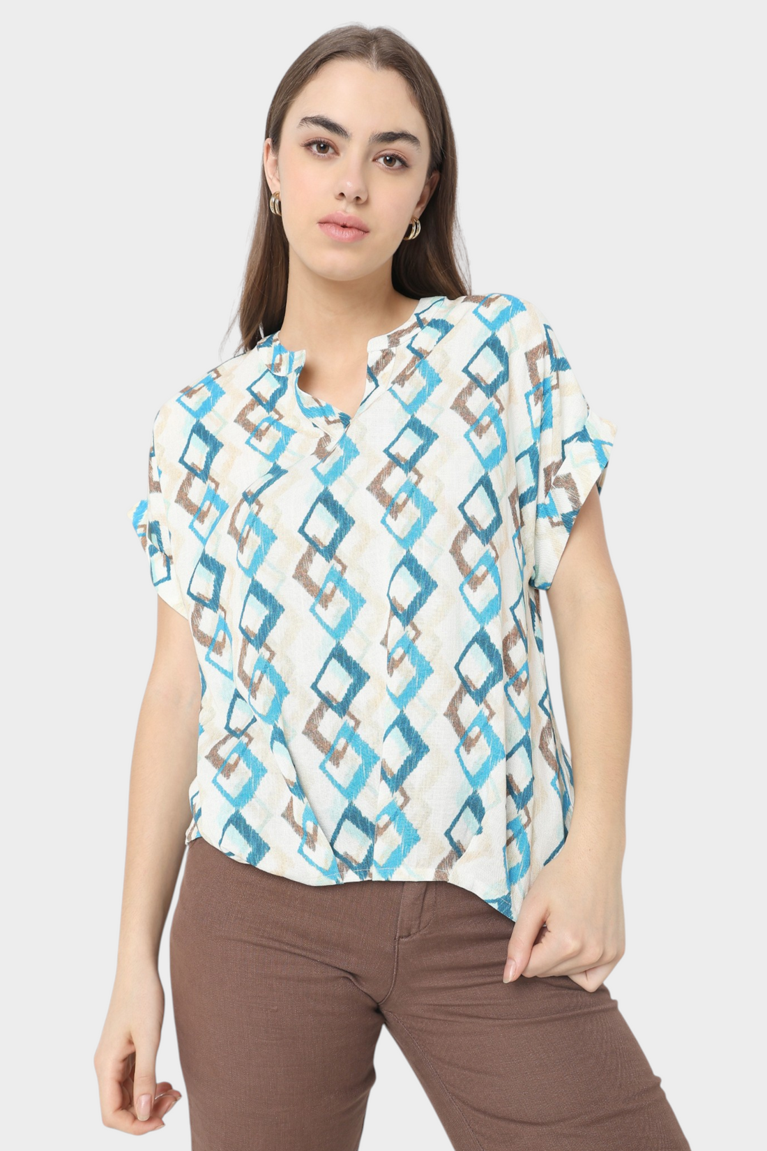 Geometric Diamond Print Top
