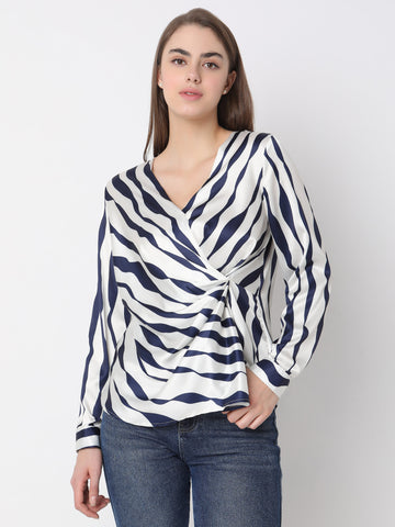 Women’s Printed Wrap Style Top