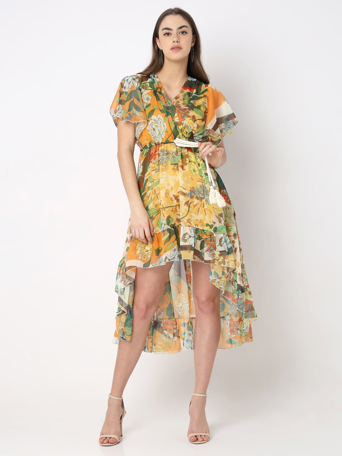 Women's Floral High-Low Midi Dress