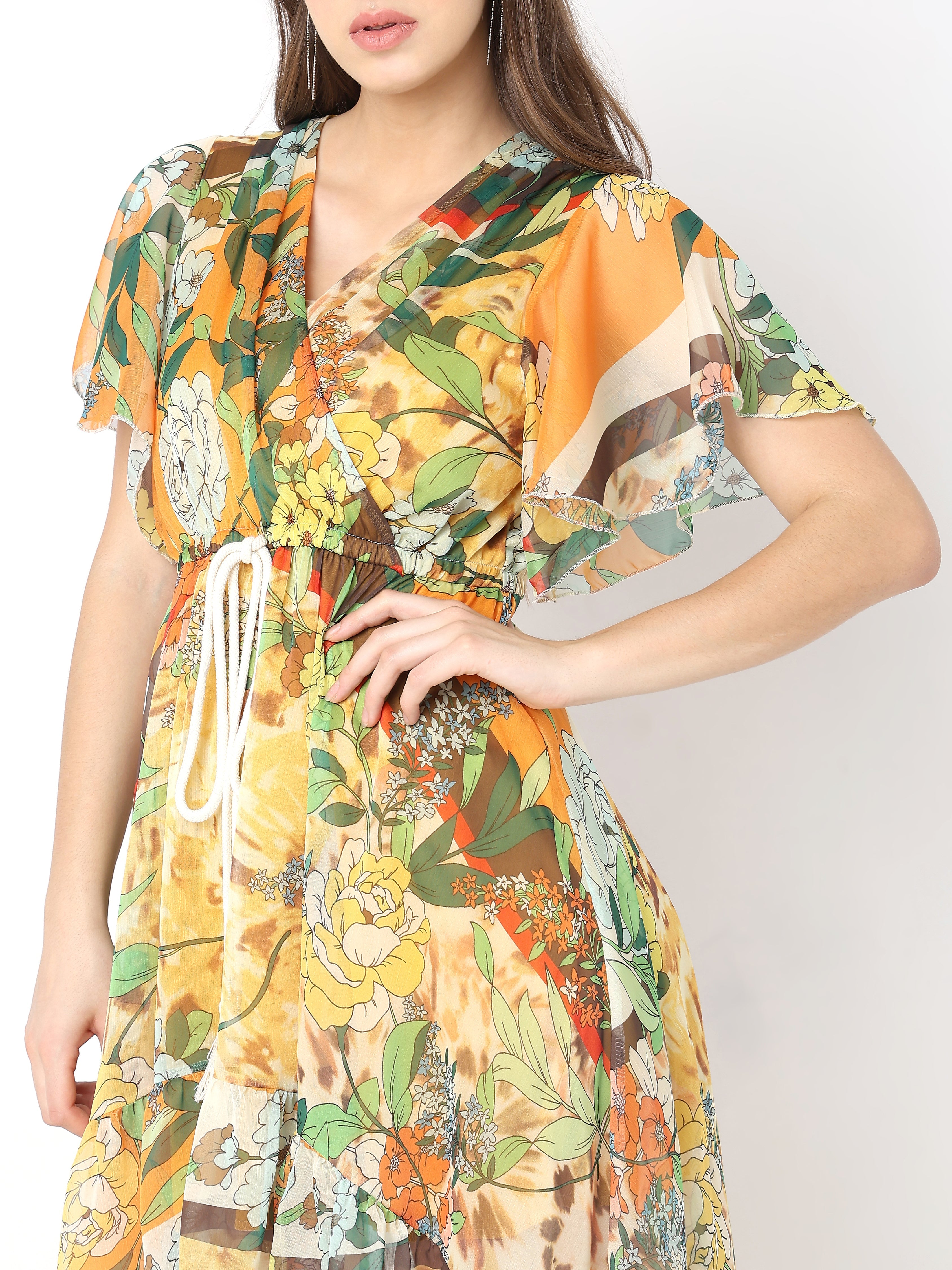Women's Floral High-Low Midi Dress