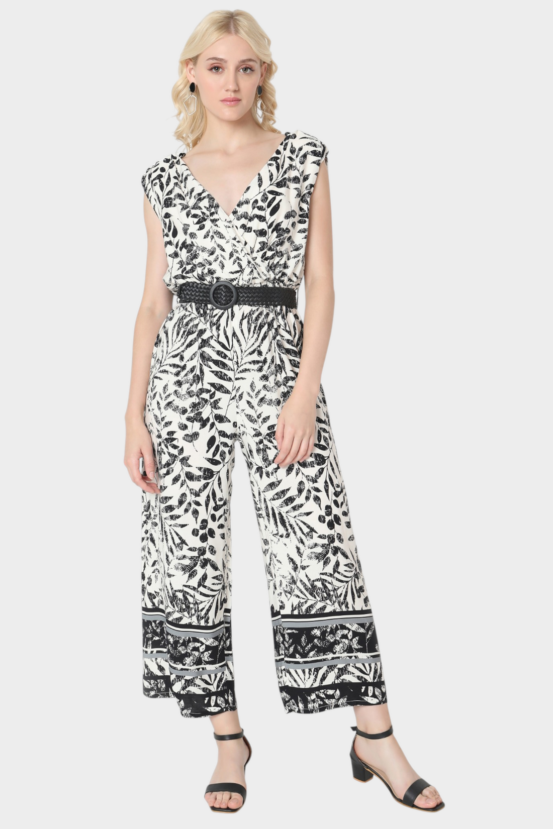 Printed Jumpsuit with Belt