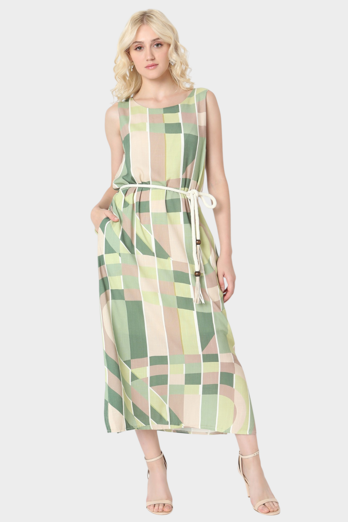 Green Printed Maxi Dress