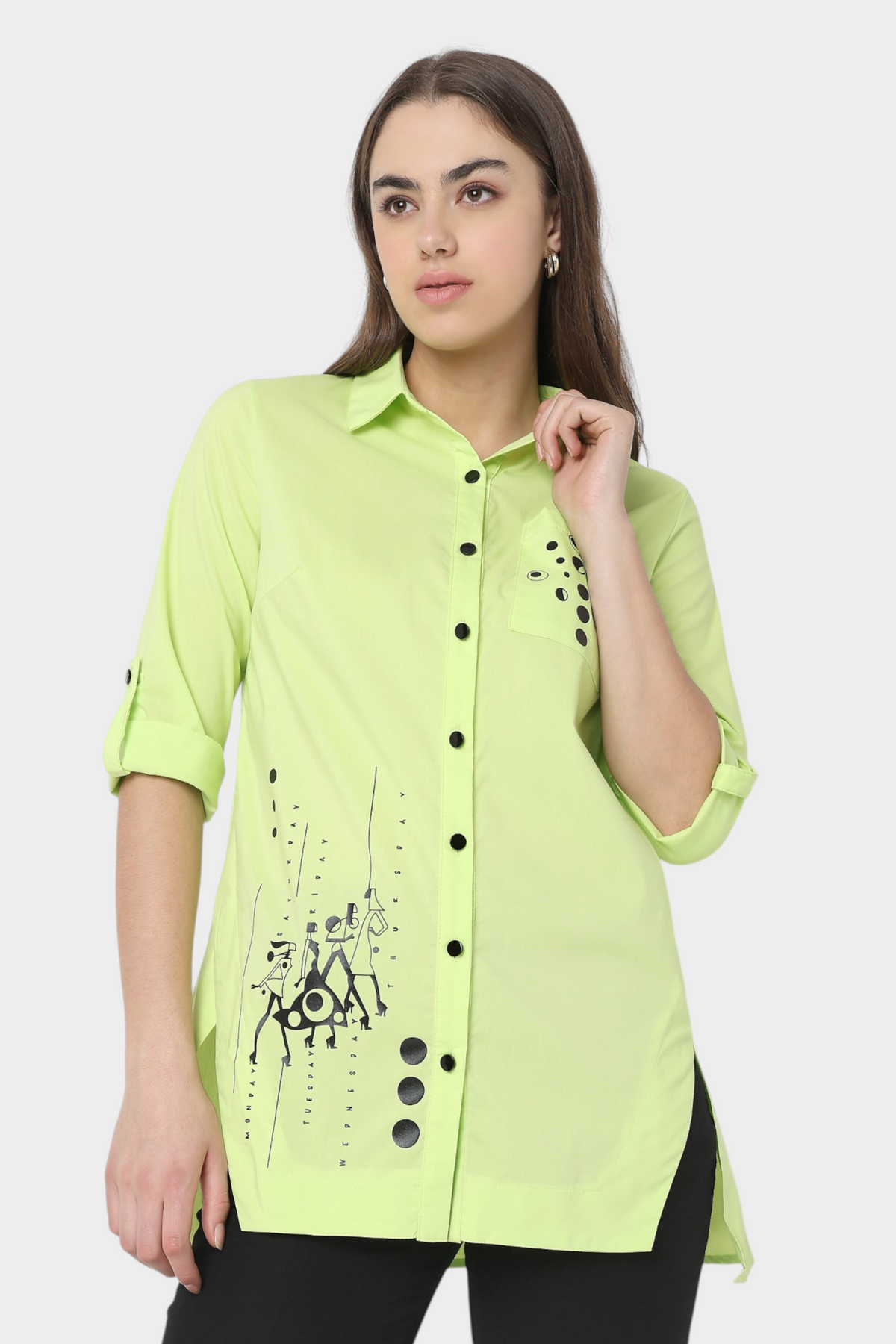 Lime Green Embellished Shirt