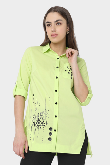 Lime Green Embellished Shirt