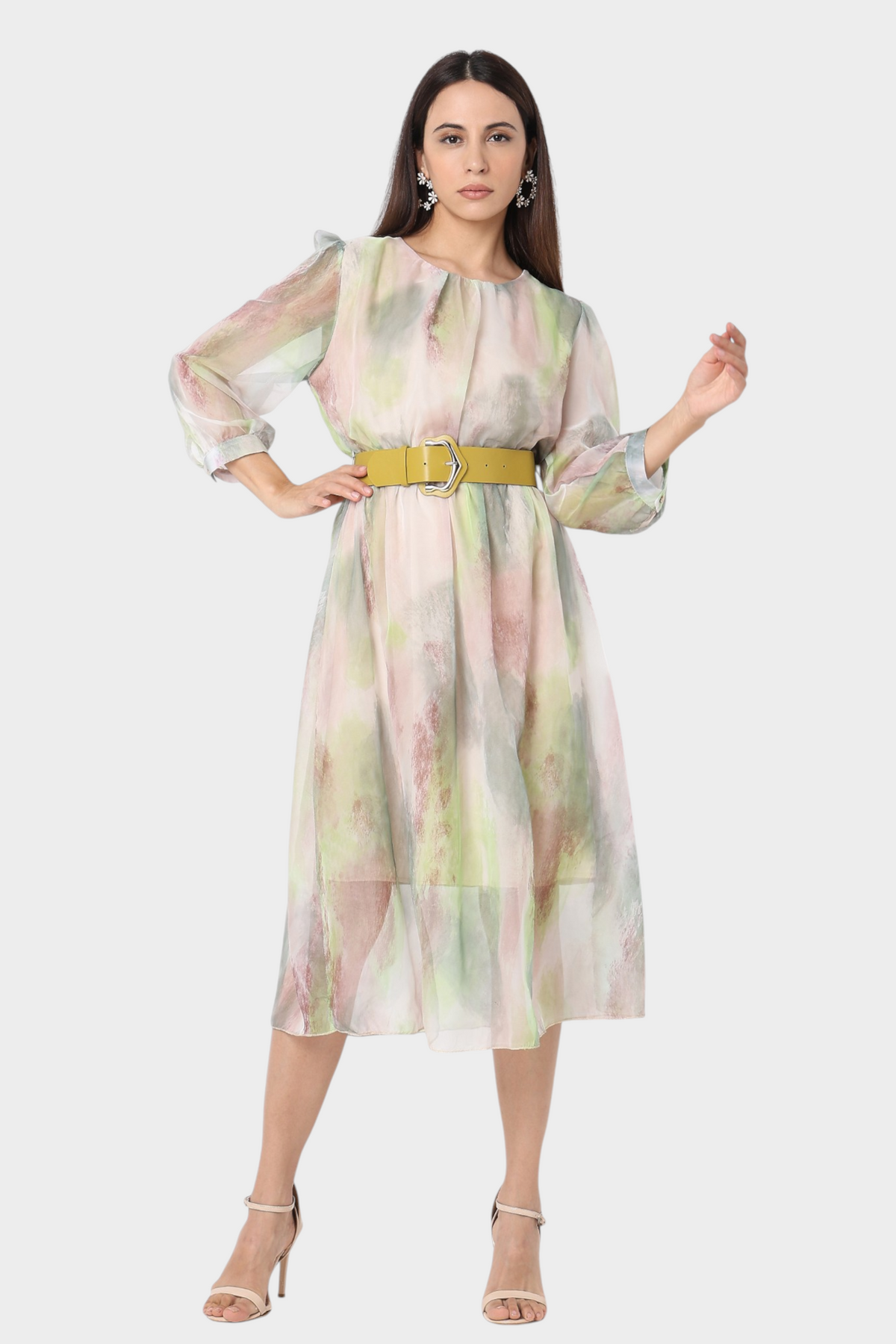 Multi Pastel Printed Midi Dress