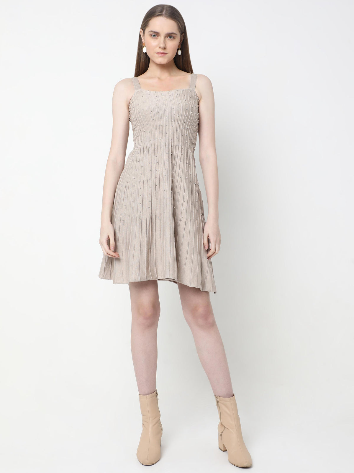Embellished Knit Mini Dress