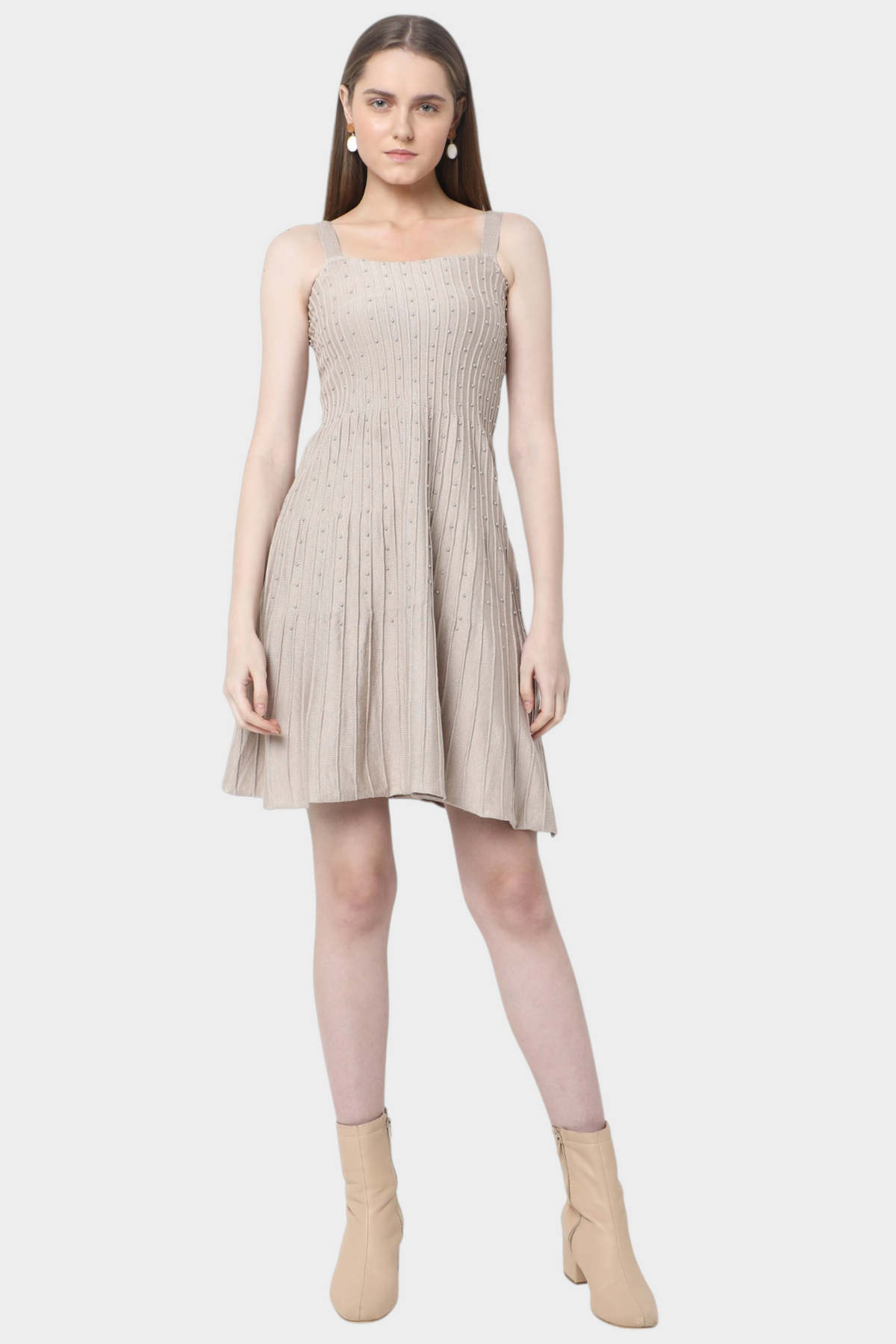 Embellished Knit Mini Dress