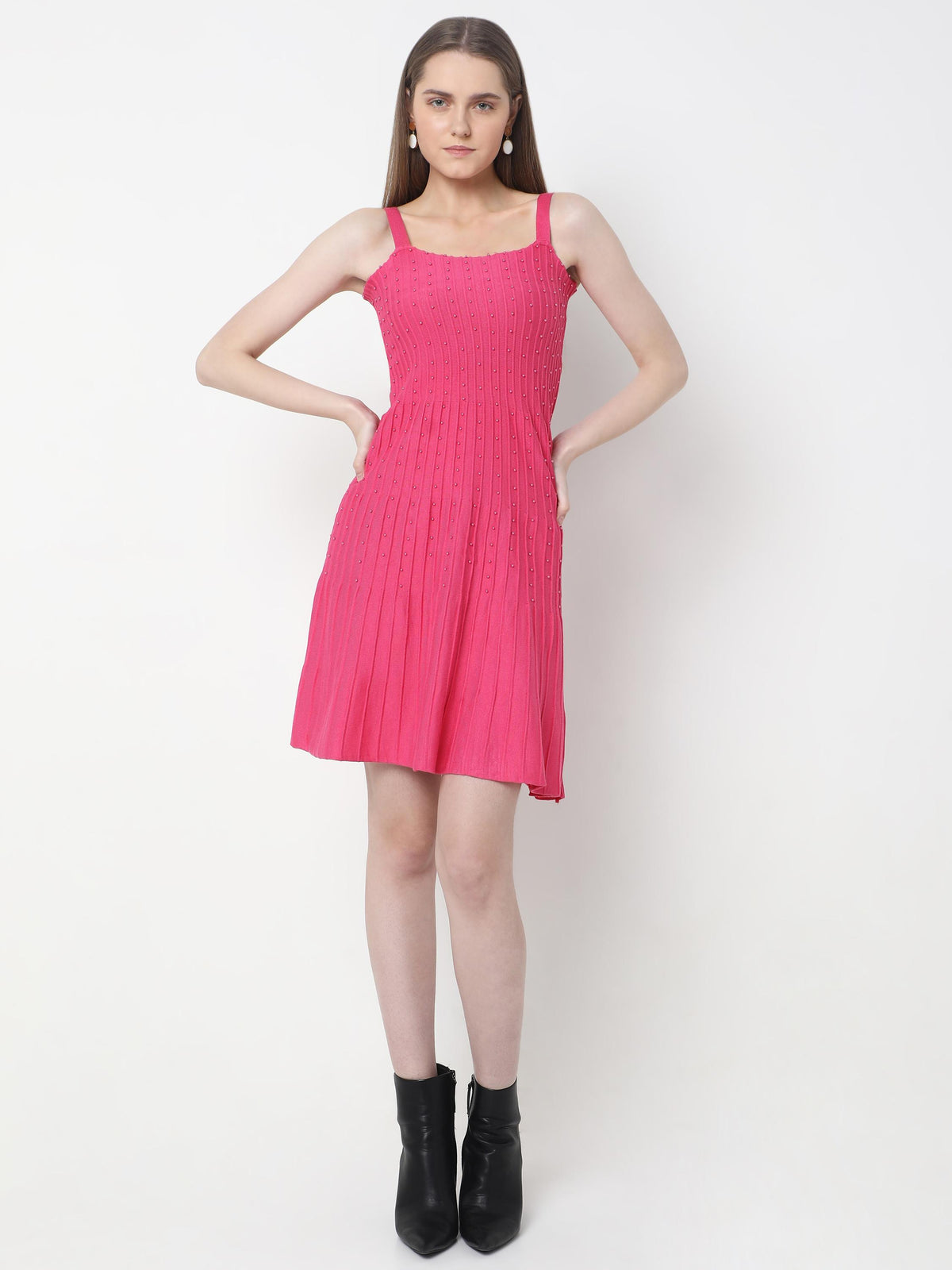 Embellished Knit Mini Dress