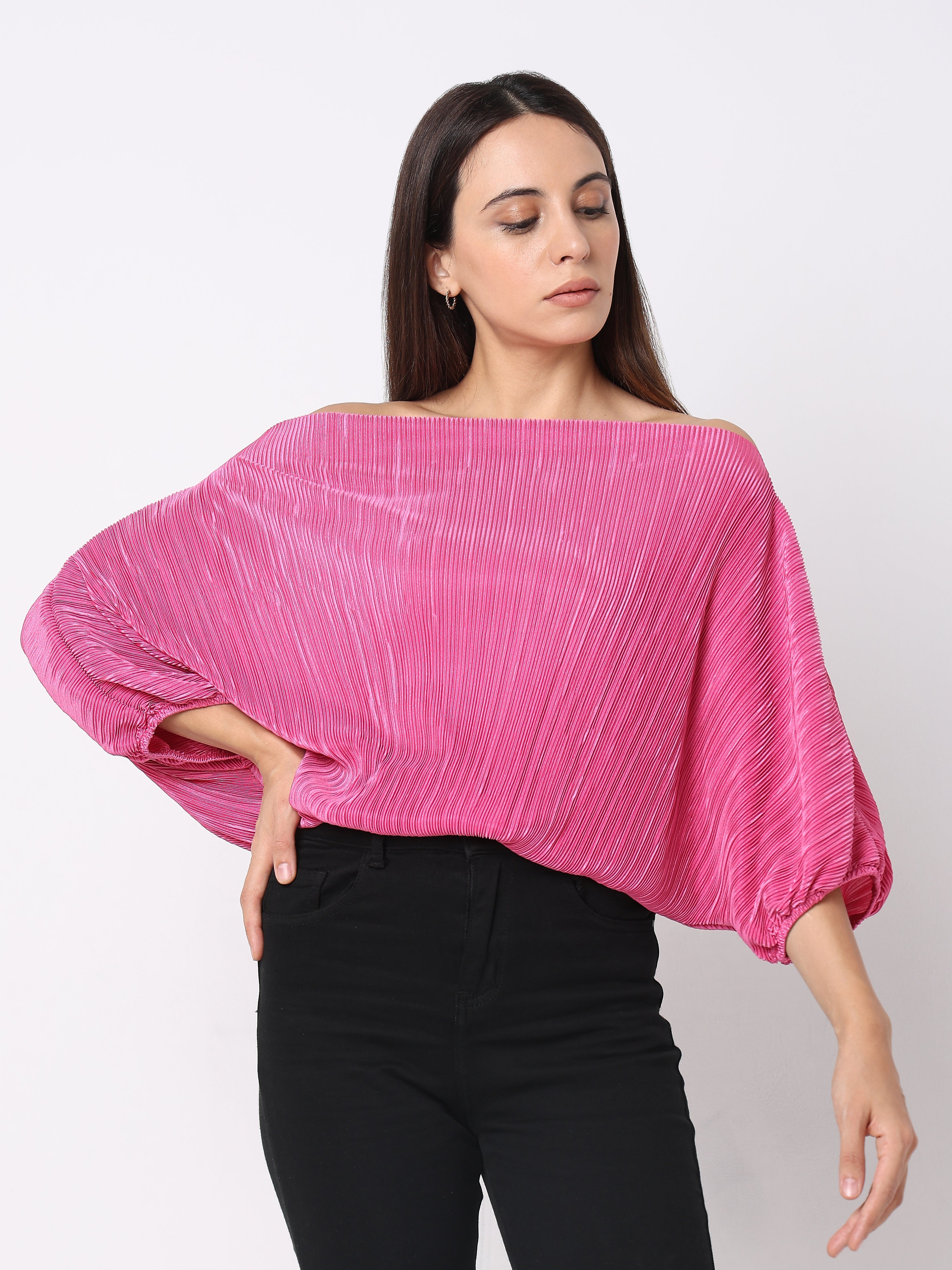Pink Off-Shoulder Top