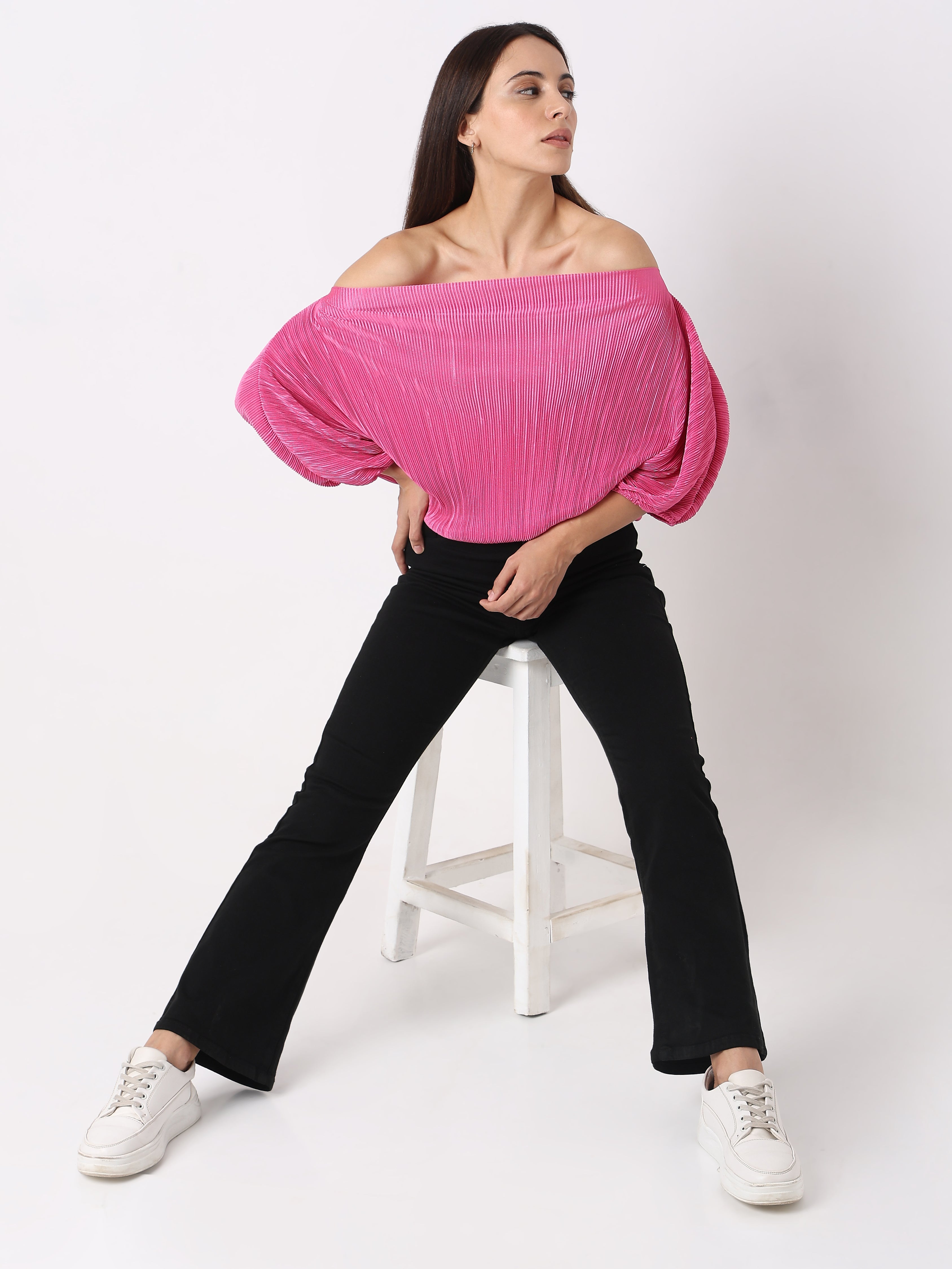 Pink Off-Shoulder Top