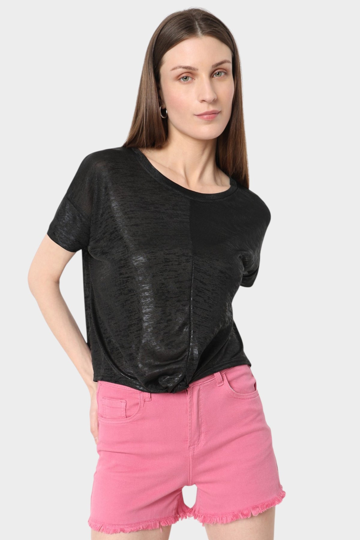 Black Textured Top