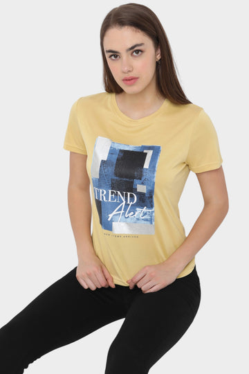 Yellow "Trend Alert" Graphic T-Shirt