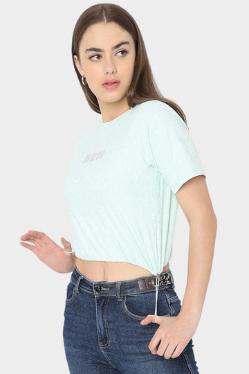 Monogram Jacquard Crop Top with Rhinestone Detail