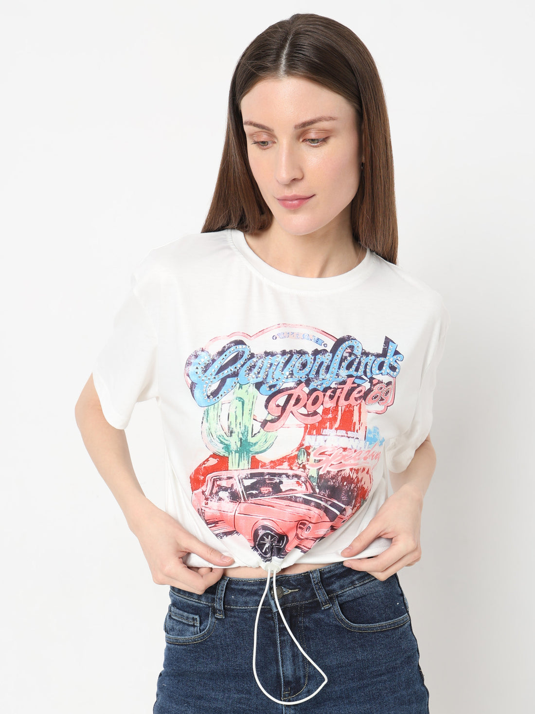 Women's Vintage Graphic Drawstring Hem Tee