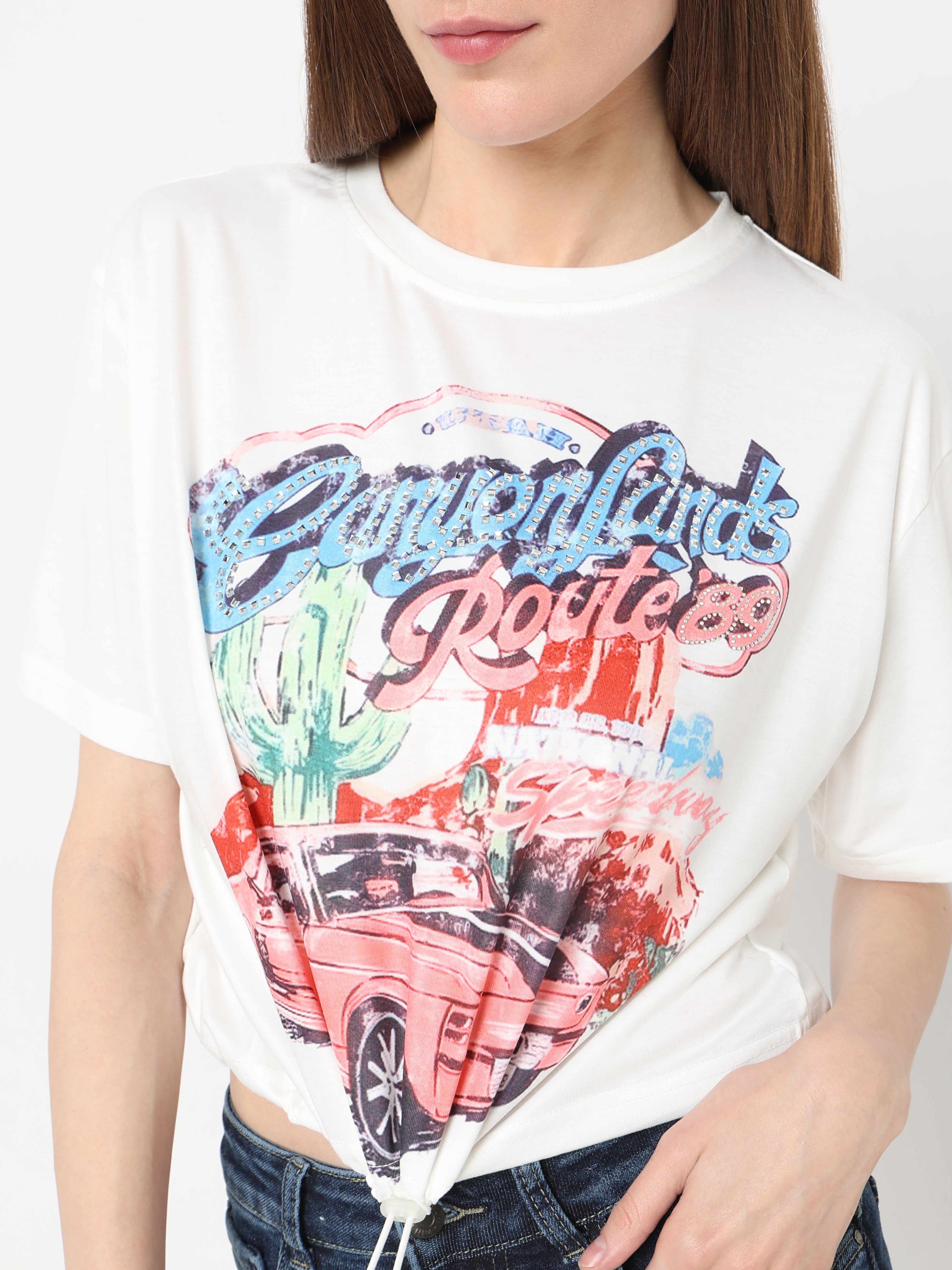 Women's Vintage Graphic Drawstring Hem Tee