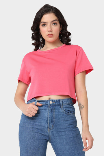 Asymmetric Neck Boxy Crop Top