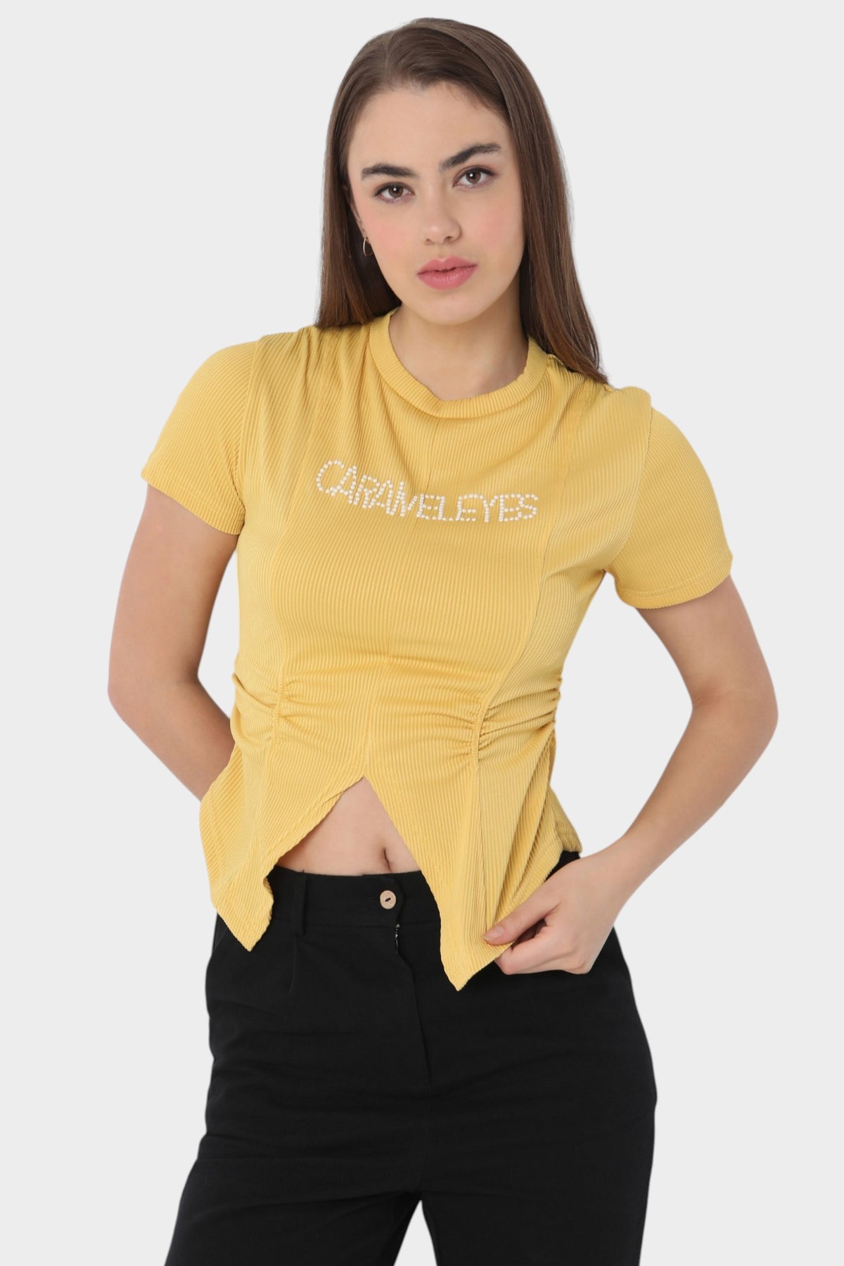 Graphic and Asymmetric Hem Top