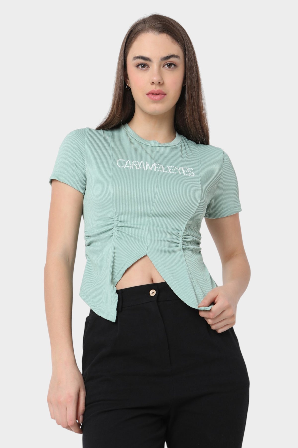 Graphic and Asymmetric Hem Top