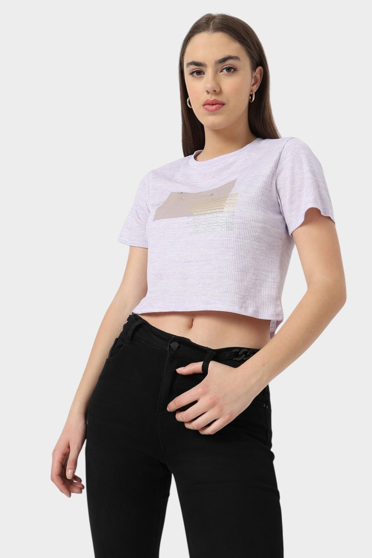 Lilac Graphic Crop T-Shirt